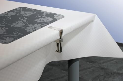 d-c-fix Tischdeckenhalter - Tischtuch Klammer Beschwerer Halter Tisch Küche Esszimmer Wohnzimmer Garten - Metall fester Halt flelxibel einstellbar- Multifit Flexible Klammer mit Pufferfeder 4 Stück
