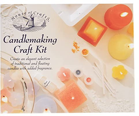 House Of Crafts Candlemaking Craft, Single Craft Kit Set, Multicoloured, Includes Wax Pellets, Moulds, Dyes, Fragrance, Pipette, Wicks, Rod, Sealer