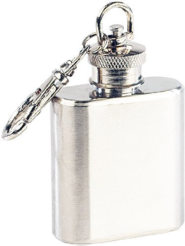 Rosenstein & Söhne Mini Flachmann: Edelstahl-Flachmann mit Schlüsselanhänger, 30 ml (Mini Flachmann Schlüsselanhänger, Mini-Flachmann für Schlüsselband, Scherzartikel)