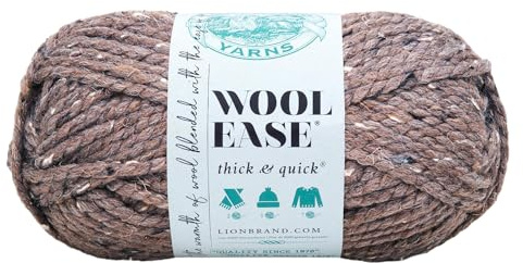Lion Brand Yarn Wool-Ease Thick & Quick, Super Bulky Wool Blend Yarn for Knitting, Crochet, and Crafts, Barley, 1 Pack | Super Bulky Wool Acrylic Blend Fiber for Soft Hats, Sweaters, Chunky Blankets, Yarn for Crochet, Knitting, Crafts, Weaving