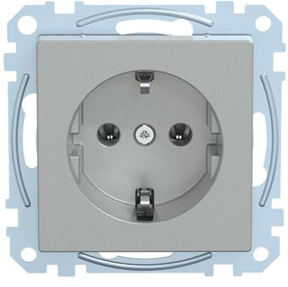 Schneider Electric Merten Schuko-Steckdose, 1-fach, Schraub-Liftklemmen, System M, aluminium, Artikelnummer MEG2401-0460