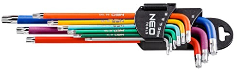 Neo + – Neo Professionelle Torx Allen Schlüssel Satz 9 teilig S2 Stahl, Größen: T50 (Neo 09 – 518)