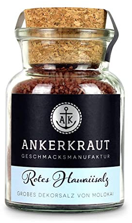 Ankerkraut Rotes Hawaiisalz, Premium Finisher-Salz, vulkanischem Ursprung aus Hawaii, Finishing Gewürz grob rot für Sushi Fleisch Gemüse Suppe, 165g im Korkenglas