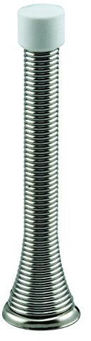 Prime-Line MP9160 Door Stop, 4 in. Reach, Spring Steel, Chrome Plated, Heavy Duty, Flexible Wire, Rubber Tip, Baseboard Mount, Qty. 5