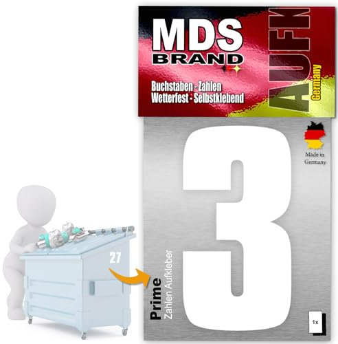 MDS Brand Prime 15cm Zahlen Aufkleber Klebezahlen Selbstklebend Hausnummer Aufkleber Weiss (3)