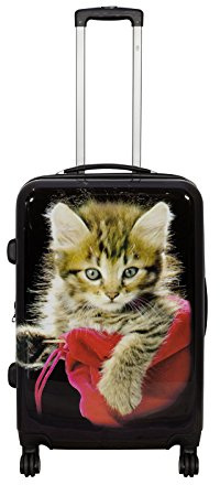 Trendyshop365 Polycarbonat Reisekoffer Trolley Hartschale - Design Katze Kätzchen Cat (Citykoffer)