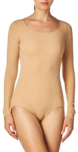 Capezio Women's Long Sleeve Leotard, Light Suntan, M