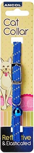 Ancol Softweave Reflective Elastic Cat Collar in Blue - Comfortable Pet Accessory with Break Away Buckle - Kitten Training Walking Neckband