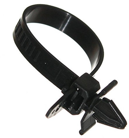 12x Kabelbinder mit CLIP Schlauchhalter Motor Schwarz lösbar Anker Kfz Halterung Ringhalter Holder Neu Old-Harvest