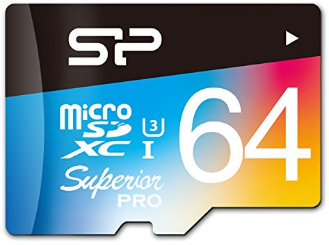 SP/Silicon Power 64GB Superior Pro microSDHC UHS-1 Class 10 Memory Card, Read/write bis zu 90/80 MB/s für High-Speed-Serienaufnahmen und 4k-Videoaufzeichnung (U3), mit SD Adapter