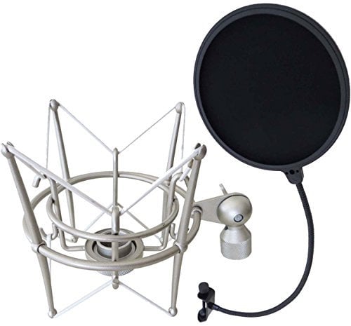 keepdrum MS089SV Silber Mikrofon-Spinne für G-Track AT2020 + Popschutz EMH