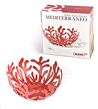 Alessi Obstschale, Stahl, rot, 3 x 27 x 16 cm