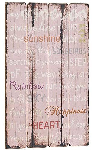 dasmöbelwerk Landhaus Plankenschild Wandpaneel Wand Deko Bild Vintage Spruch Happiness Sunshine 15.019.01