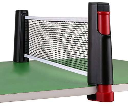 Hipiwe Einziehbares Tischtennisnetz Ersatz, Tischtennisnetz und Pfosten, 1,8 m, passend für Tische bis 5,0 cm (2,0 Zoll) (schwarz)