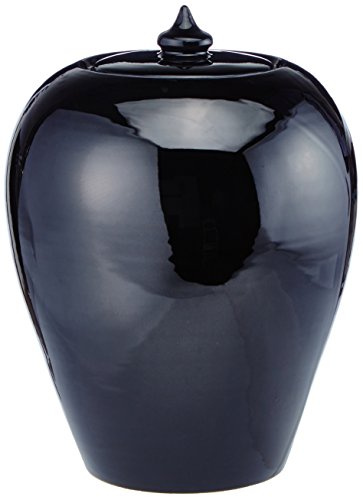 SIGNATURE HOME COLLECTION CI-N/VN Deckelvase, Keramik, Schwarz, 21 x 21 x 25 cm