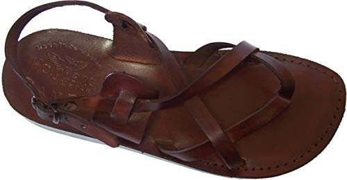 Holy Land Market Herren/Damen Biblische Jesus Ledersandalen aus Jerusalem (Yashua-Stil II), Braun, 10-10.5 Women/7.5-8 Men