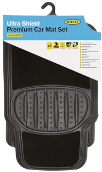 RING Ultra Shield 6000 Black Car Mats, Set of 4 | Durable Design, Non-Slip Backing, Easy to Clean, Long-Lasting Quality