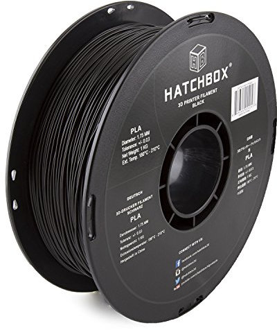 HATCHBOX PLA 3D-Drucker-Filament, Toleranz +/- 0,03 mm, 1 kg Spule, 1,75 mm, Schwarz, 1 Stück