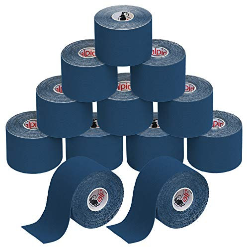 ALPIDEX Kinesiologie Tape 1/3/ 6/12 Rollen Viele Farben 5 m x 5 cm Anwendungsbroschüre Elastisch Wasserfest Hautfreundlich Physio Muskel Tape Set, Farbe:dunkelblau, Menge:12 Rollen