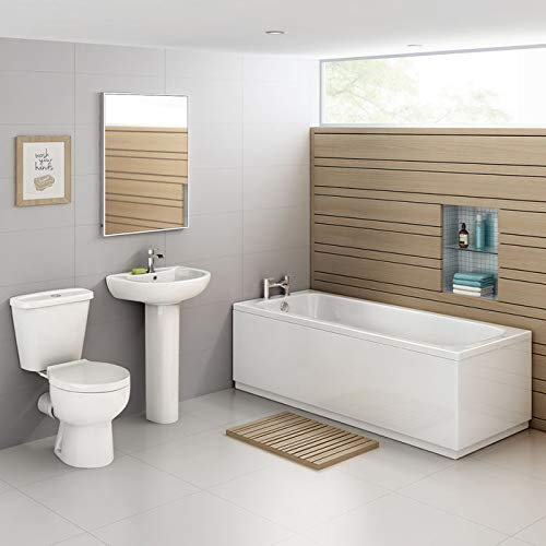 Shower Bath Suite Straight Bathtub with Full Pedestal Basin & Toilet Set BSP035