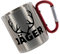 CreaLuxe Edelstahltasse mit Karabiner - Jäger - 330ml, Tasse bedruckt, Kaffeetasse, Bürotasse, Metalltasse, Jägerzubehör, Gravierte Tasse