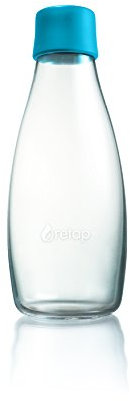 Retap Bouteille en Verre réutilisable avec Bouchon Bleu pétrole 0,5 l