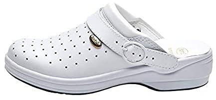 Scholl New Bonus Punched, Zoccoli Sanitari Medicali Unisex - Adulto, Bianco, 42 EU