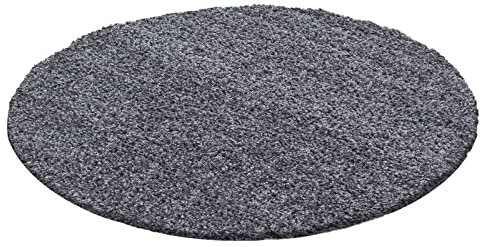 Ayyildiz Teppich-Hochflor Shaggy Teppich Unicolor einfarbig Wohnzimmer Flauschig, Polypropylen, Grau, 120 X 120