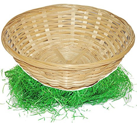 alles-meine.de GmbH Set Ostergras & 1 Bambusschale/Bastkorb/Weidenkorb - klein - Natur als Deko z.B. für Osterei/Ei zum befüllen - Geschenkkorb - Dekokorb - Osternest - D..