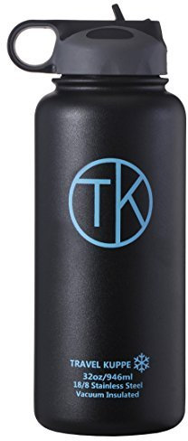 Travel Kuppe TK Ice (950 ml) Botella de Acero Inoxidable Aislada al Vacío con Tapa Portapopotes – Conserva Las Bebidas Calientes o Frías por hasta 48 Horas – Termo de Pared Doble