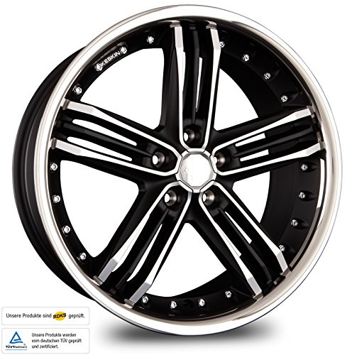 KESKIN KT11 MATT BLACK FRONT POLISH STEEL LIP 9,5x18 ET30 5.00x112.00 Hub Hole 66.50 mm - Alu felgen