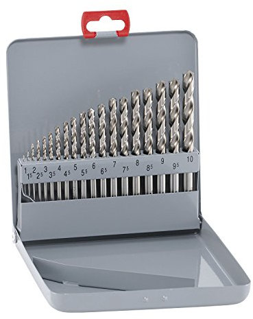 ALPEN Spiralbohrer Set HSS Cobalt 19-teilig (ø 1-10 x 0,5 mm, Spiralbohrer kurz, in Metallkassette, Bohrer selbstzentrierend, 5% kobaltlegiert) 100219100