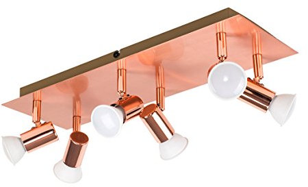 MiniSun | Modern Rectangular Copper Effect 6 Way Adjustable GU10 Ceiling Spotlight | Home Décor, Bedside & Desk Lamp