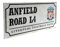 Liverpool F.C. Liverpool Football Club Dekoschild – Retro Mehrfarbiges Straßenschild – Anfield Road L4 – 18 x 40 cm Wandhalterung aus legiertem Stahl