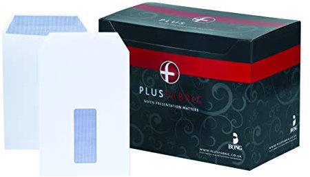 Plus Fabric Versandtasche selbstklebend mit Fenster 110 g/m² C5 500 Stück weiß