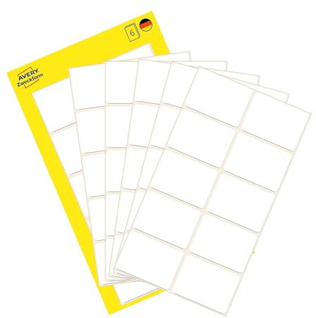 AVERY Zweckform 3075 Haushaltsetiketten selbstklebend (32x23 mm, 60 Aufkleber auf 6 Bogen, Vielzweck-Etiketten für Haushalt, Schule und Büro zum Beschriften und Kennzeichnen) blanko, weiß