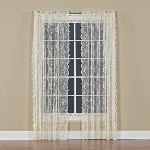 SKL Home Petite Fleur Vorhangpaneel, Polyester, elfenbeinfarben, 56 W x 63 L (Pack of 1)