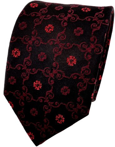 TigerTie Lurex Seidenkrawatte rot bordeaux schwarz gemustert - Krawatte Seide Silk