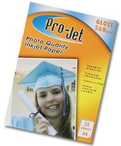 ProJet 260gsm Gloss A4 Paper 20 Sheets Brand ProJet ProJet Photo Paper A4 single sided 20 sheets
