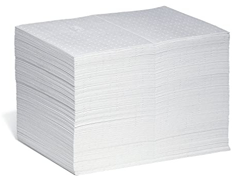 PIG Oil Absorbing Mat Pad | Absorbs Oil and Fuel | 22-Ounce Absorbency Per Pad | Mediumweight | 20 L x 15 W | 125 Absorbent Pads | MAT460