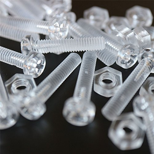 Lot de 20 Boulons et Visà tête cylindrique, Rondelles, M4 x 20mm Acrylique en Plastique Transparent