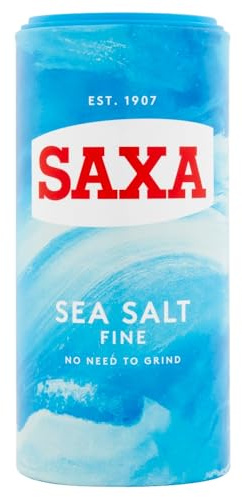 Saxa Fine Sea Salt, 350 g Drum, No Need to Grind (1-Pack) | Premium Quality Sea Salt, Fine Texture, Convenient Tub, Pure & Natural, Essential Seasoning for All Cooking