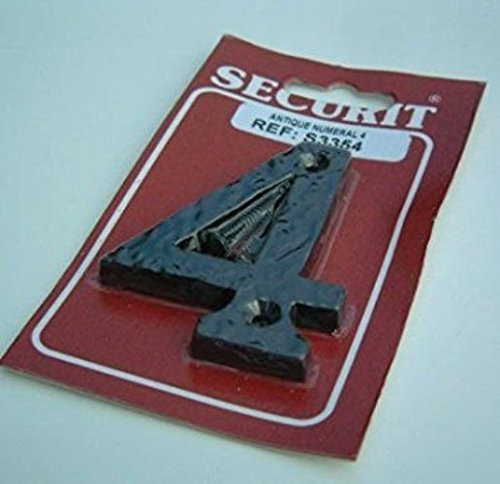 Securit Antique wrought iron effect black No 4 Door Number
