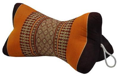 Kapok Thaikissen, Yogakissen, Massagekissen, Kopfkissen, Tantrakissen, Sitzkissen - Braun/Orange (Stern - 18x18x32)