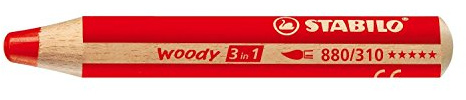Stabilo woody Crayons Set of 6 Large Round Tip 10 mm Length 115 mm Watercolour Red