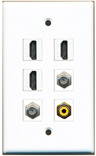 Riteav – 3 porta HDMI 1 RCA giallo 2 cavo coassiale tv- F-Type parete piastra