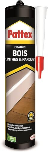 Pattex Fixation Bois, Colle de fixation sans solvant, Colle acrylique ultra-puissante, Colle bois pour travaux d’intérieur, cartouche de 380 g