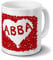 digital print Tasse mit Namen Abba - Motiv Rosenherz - Namenstasse, 200 ml, Steingut, weiß, Kaffeebecher, Mug, Becher, Kaffeetasse