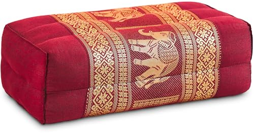 livasia Block Yogakissen eckig Thaiseide - 17x34x12cm - Meditationskissen Kapok, Stützkissen rechteckig, Yoga Pilates Zubehör Nackenkissen, Thaikissen fest handgefertigt