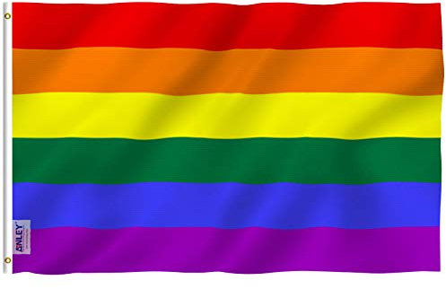 Anley Fly Breeze 3x5 Foot Rainbow Flag - Color Vivo y Resistente a la decoloración UV - Encabezado de Lienzo y Doble Costura - Banderas del Orgullo Gay Poliéster con Arandelas de latón 3 X 5 pies